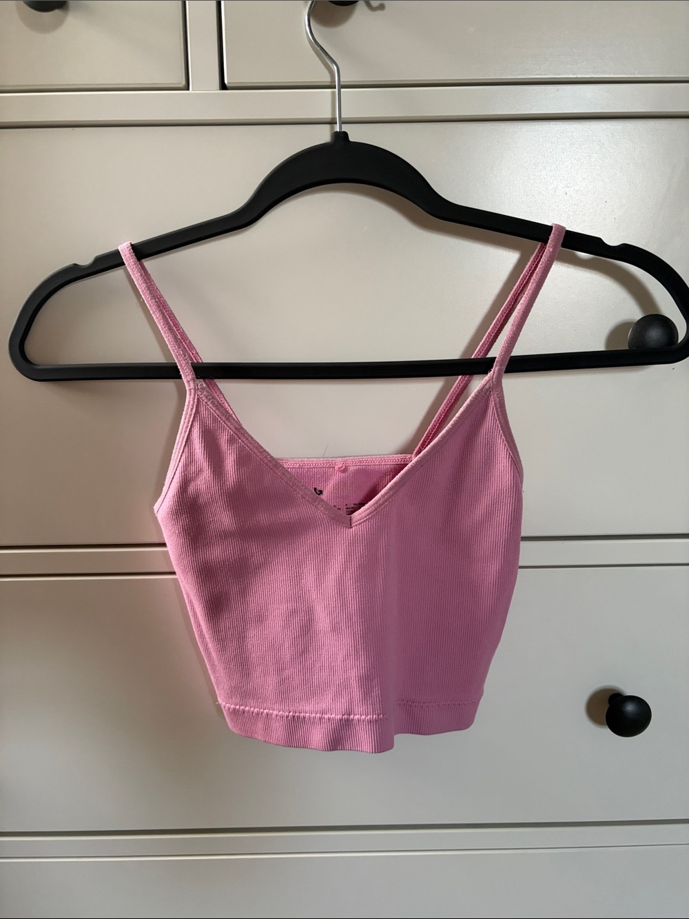 Garage Pink Ribbed V-Neck Cropped Camisole